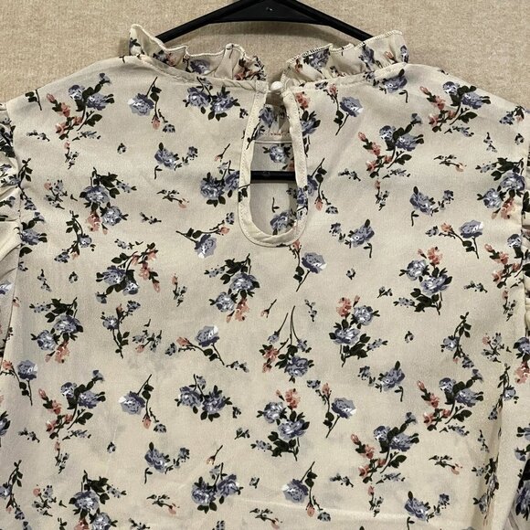 Unbranded Blouse Women's XSmall Tan Floral Pullover Short Sleeves - Picture 8 of 12